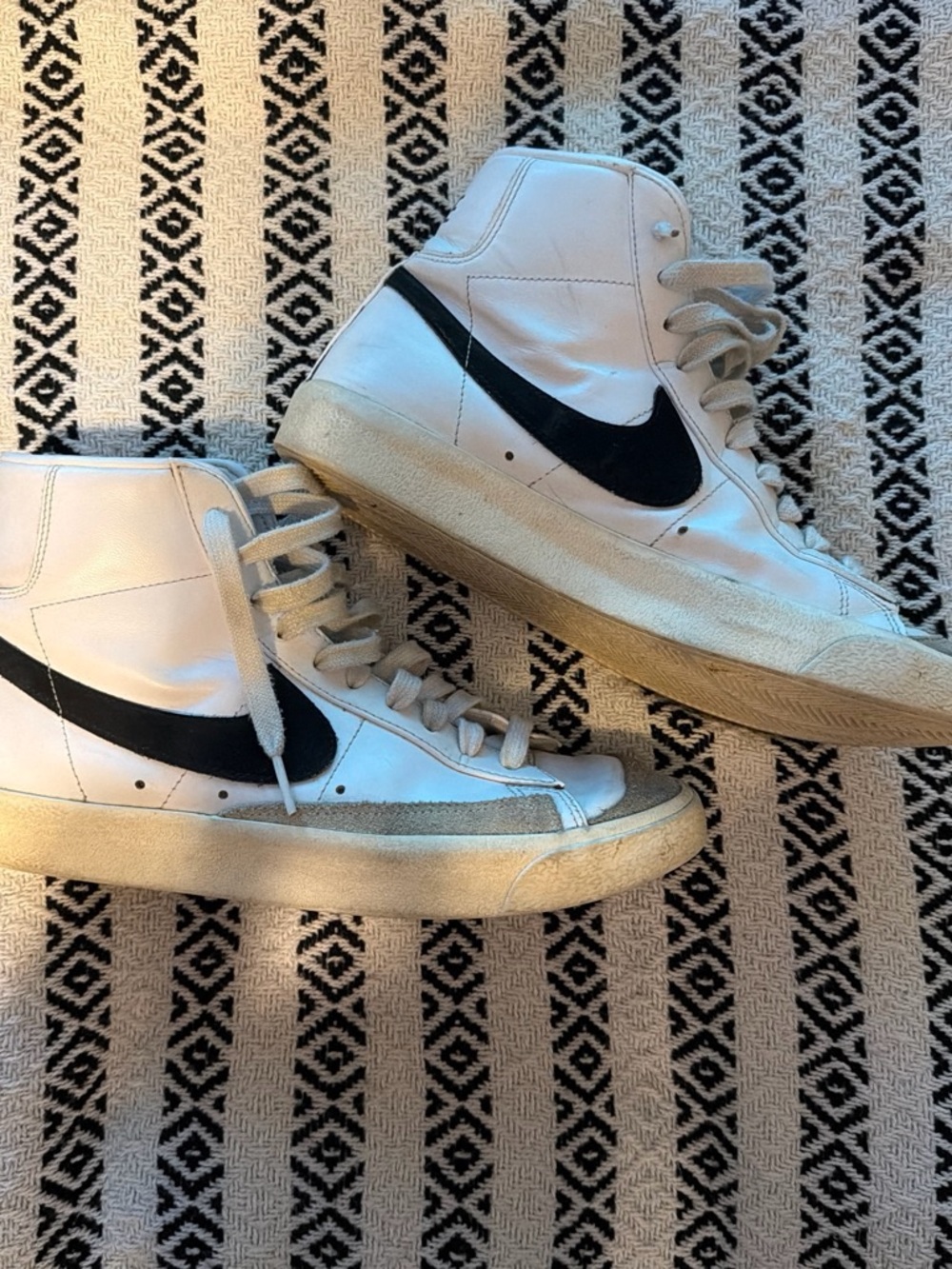 Nike White and Black High-Top Sneakers